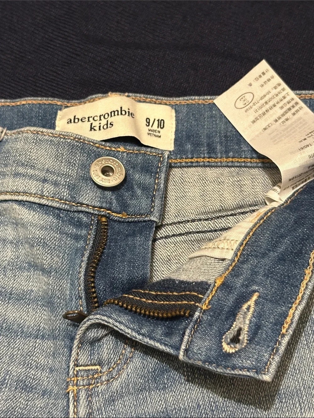 abercrombie kids light blue denim shorts